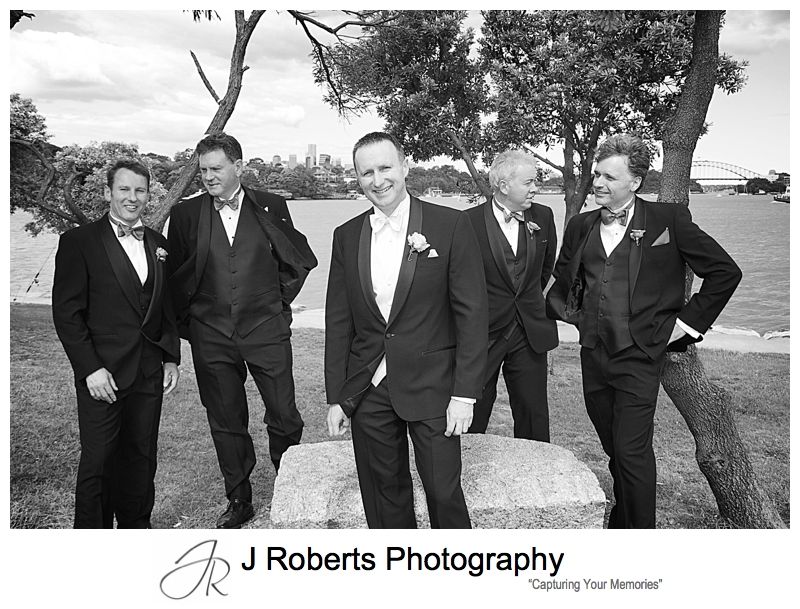Groom with his groomsmen at Clarkes Point Reserve Woolwich - wedding photography sydney